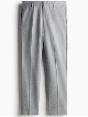 NWT•H&M Slim Fit Dress Pants W/Belt Loops•Heather Gray Micro Twill Texture•34R